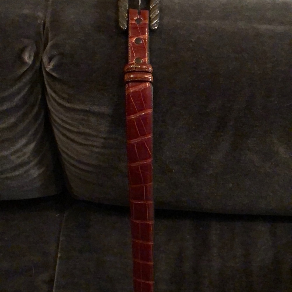 Cognac crocodile belt/sterling buckle